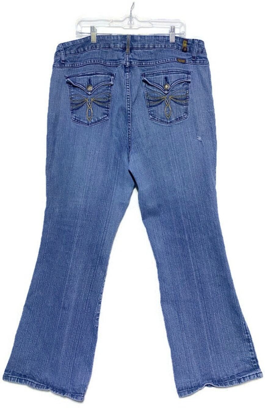 ZD Premium Women's Blue Denim Jeans Size 22 Embellished Pockets Plus Size